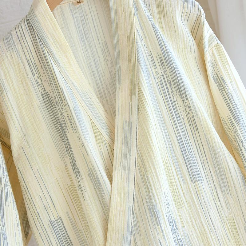 2023 Damen Krepp Double Gauze Kimono Nachthemd - Langärmlig, Locker sitzend Homewear Bademantel