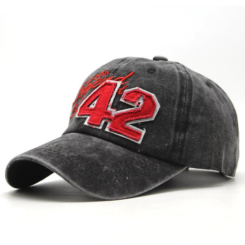 Spring And Summer Men'S And Women'S Outdoor Baseball Caps Number 42 Embroidered Washed Retro Sunshade Cap