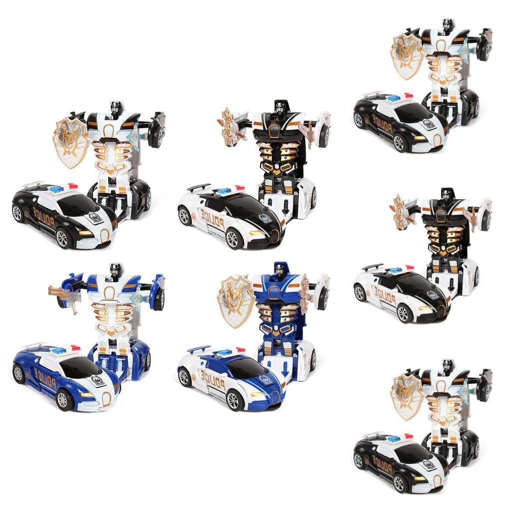 Plastic Inertia Car Toy With Onebutton Transformation For Boys And Kids
