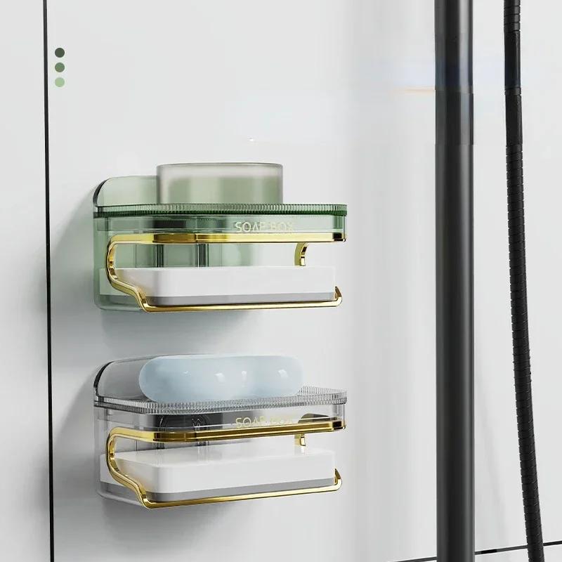 Light Luxury Sponge Soap Holder with Sponge Rack Detachable Drill-free Wall Mounted for Home Bathoom Storage Bathroom Accession