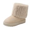 Children's Warm Snow Boots Plush Neckline Soft Non-slip Round Head Medium Tube One Pedal Autumn and Winter Velvet Cotton Shoes