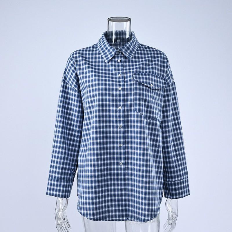 Womens Vintage Plaid Cardigan Shirt 2025 Fall Winter British Style Loose Fit Long Sleeve Single-Breasted Casual Elegant Top