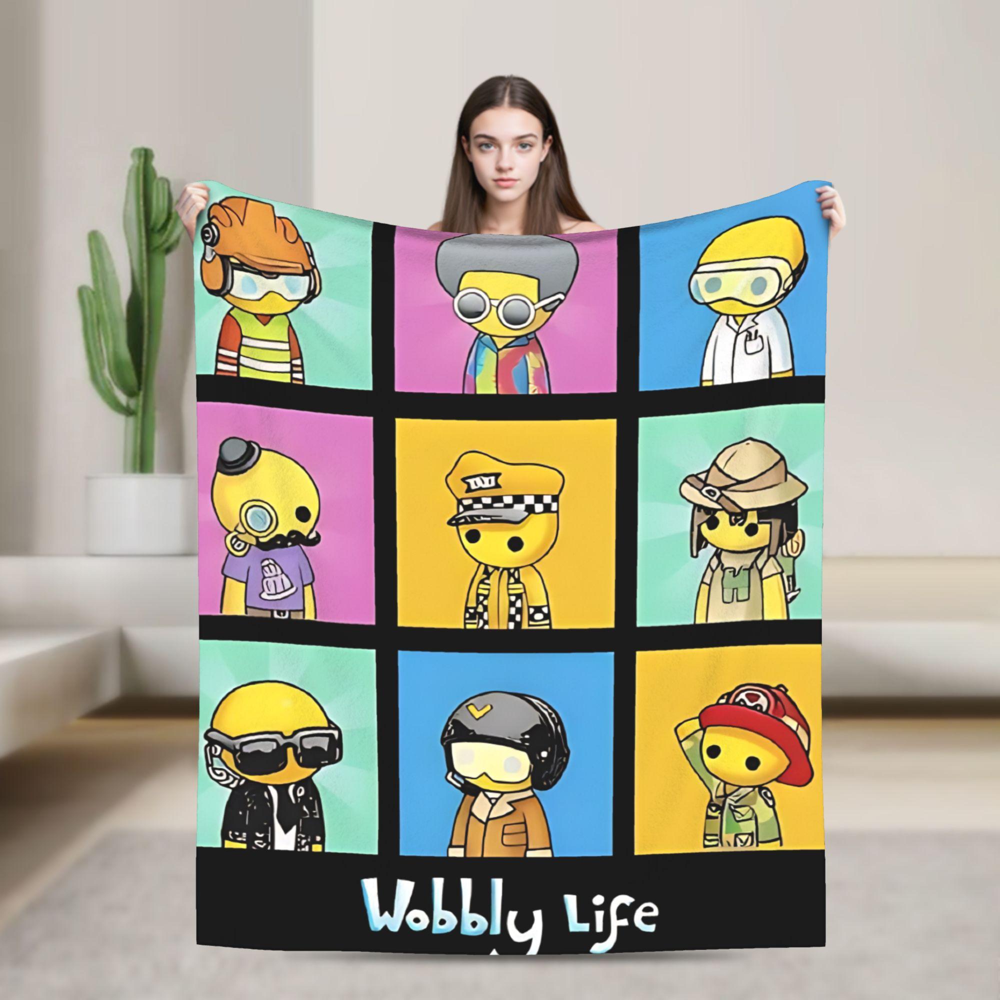 Wobbly Life Sandbox Game Blanket  Warm Soft Graphic Plush Throw Blanket For Home Decor Camping Flannel Bedspread Bed Cover 30x40in