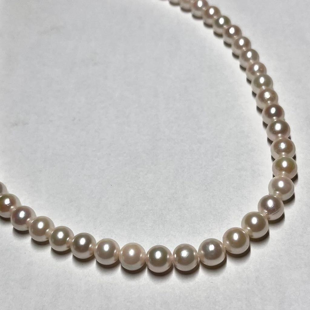 Used Daimaru Department Store Akoya Pearl Pearl Necklace Pearl Silver Engraved 6.5-7mm Pearl Necklace Jewelry