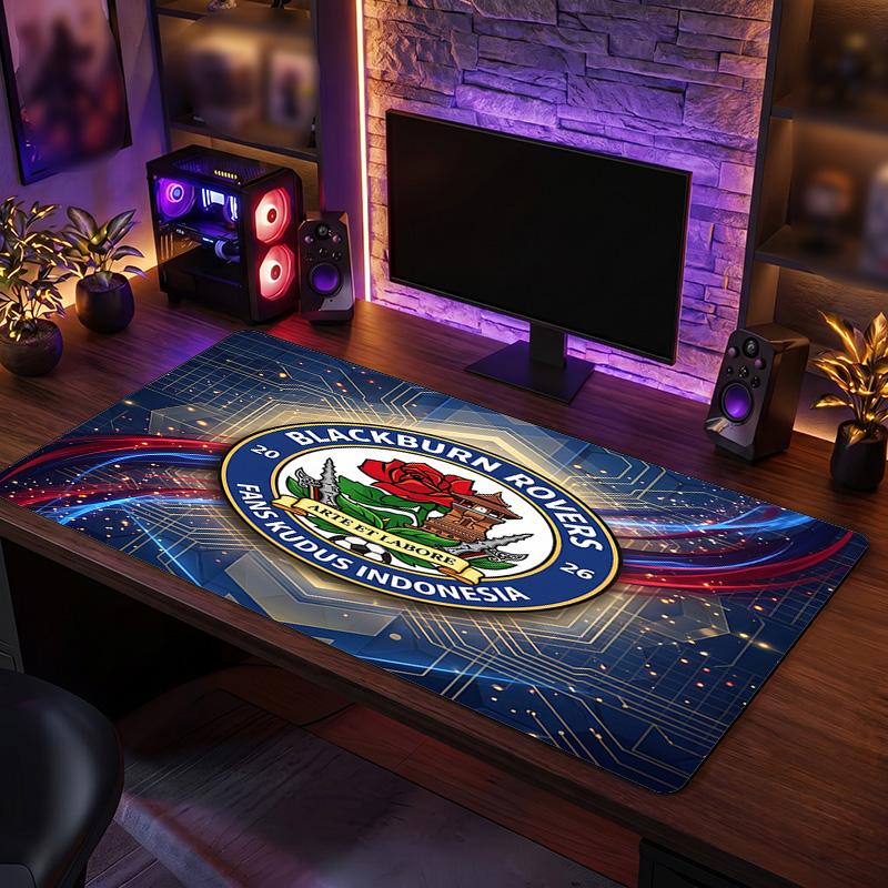 Tappetino per Mouse Grande Stampa Calcio Blackburn Rovers, Tappetino Esteso Antiscivolo per Scrivania da Gioco per Ufficio Casa