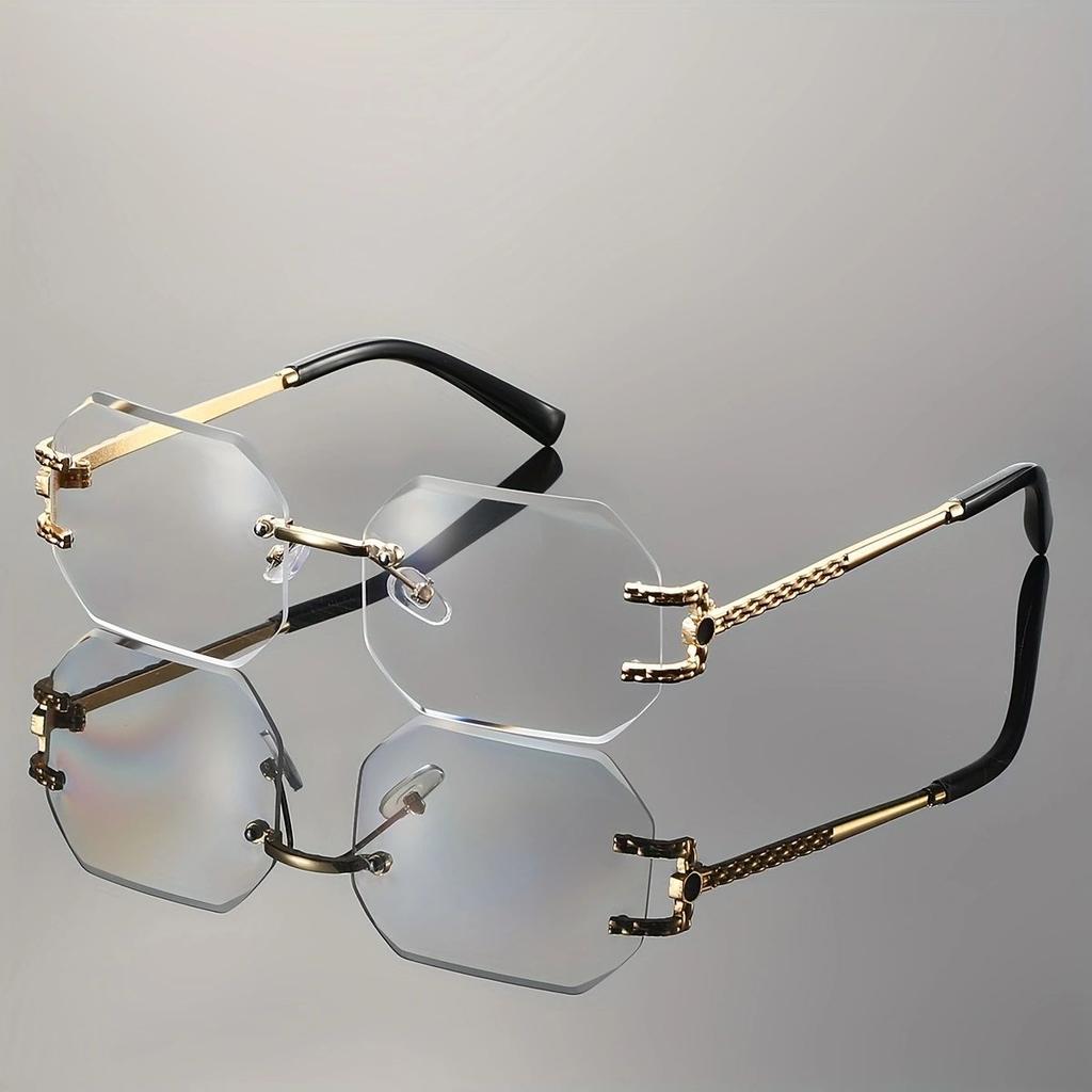 Neue Vintage Quadratische Sonnenbrille Damen Herren Rahmenlos Rechteckige Sonnenbrille Damenbrille Oculos De Sol für Männer Frauen Brille