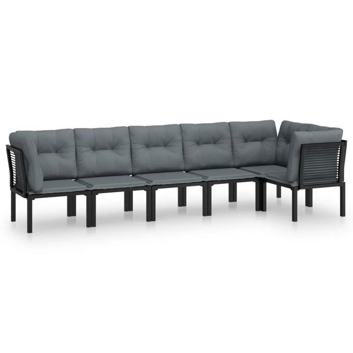 VidaXL Garden Lounge Set 6 Pcs, Patio Furniture Set, Outdoor Furniture, Patio Chair, Modern, Black and Grey 3187755