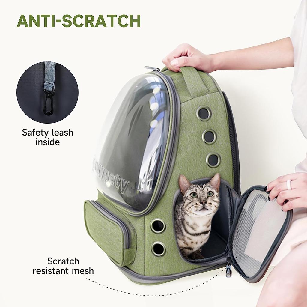 Transparente Raumkapseln Haustier Katze Rucksack Doppelschulter Atmungsaktiver Haustierrucksack Outdoor Tragbar Seitlich zu öffnende Katzentasche