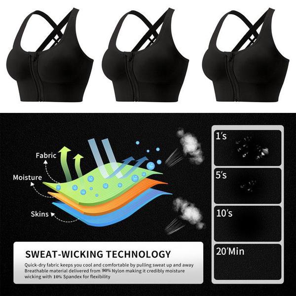 Women's Support Cross Back Wirefree Removable Cups Women's Zipper Front Closure Yoga Sport Bra Sports Bra