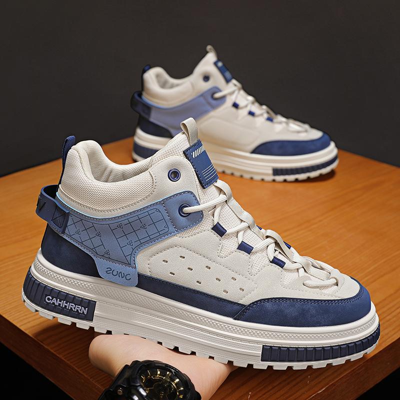 Casual Shoes Men High Top Flat Comfortable Trendy Skate Shoes Non-slip Outdoor Sports Lace-up Walking Shoes for Men