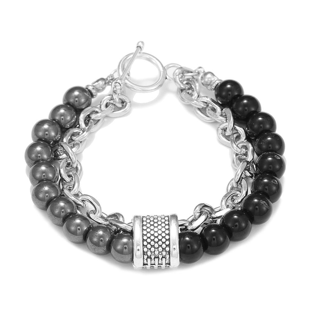 Accessories Punk Frosted Stone Chain Combination Geometric Men's Bracelet Bracelet Accessories Men's