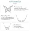 BAMOER 925 Sterling Silver Exquisite Shine Zircon Butterfly Pendant Necklace for Women Birthday Gift Fashion Jewelry