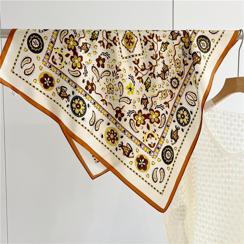 Silk Silk Scarf Women'S Season Versatile Elegant French 70Cm Chinese Square Scarf Mulberry Silk Scarf Multifunctional Shawl