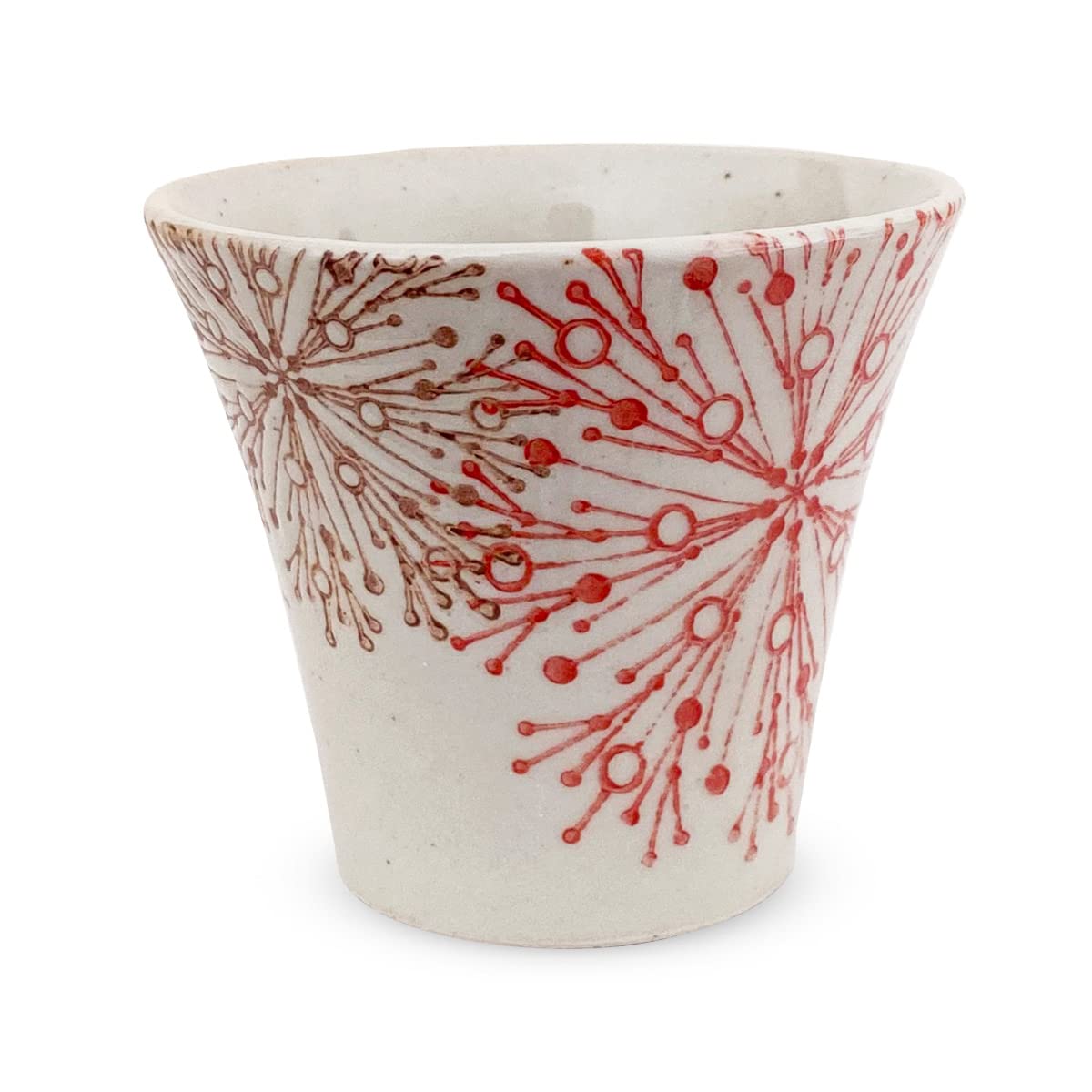 Kunzan Kiln Japanese Sake Microwave Hasami Made in Japan Sake Floral J-kitchens Glass, Safe, Ware, (Sake/Cold Cup, 140cc, Ceramic, Pattern, Red)