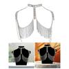 Trendy Stylish Rhinestones Shoulder Necklace Multitiered Body Chain Jewelry Accessory for Fashionable Women Ladies