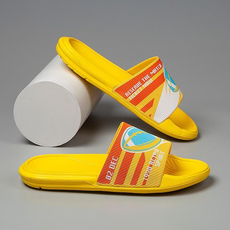 

Slippers men s new EVA slippers household men s soft bottom stepping on shit feeling one word cartoon slippers slippers 45 жовтий