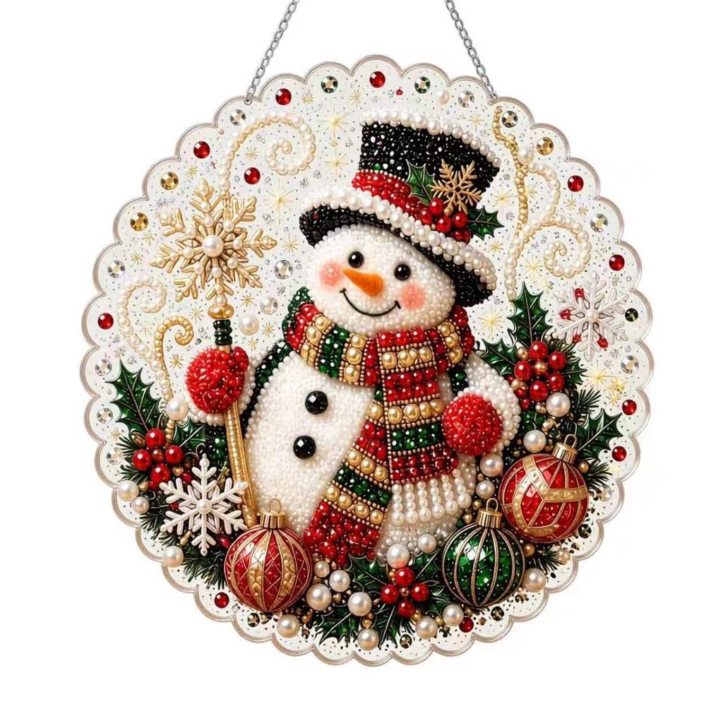 5D Diamond Painting Hanging Ornament Santa Claus Christmas Tree Decor Pendant with Chain Holiday Home Decoration