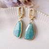 Luxury High Quality European, American, Japanese and Korean Natural Stone Crystal Copper Plated Real Gold High Color Retention  Commuter Earrings