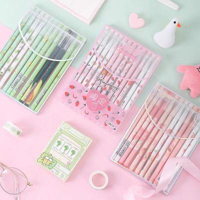 0.5mm Signature Gel Pen Kawaii Colorful Hyun Series Quick-drying Simple 12 Boxed Learning Office Water-based Writing Supplies