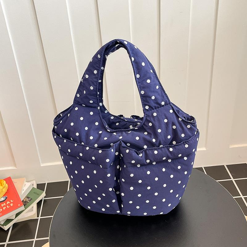 Summer Daily Commute Cute Red Polka Dot Mini Tote Bag Soft Padded Handbag Sweet Casual Youth Top-handle Bag for Women