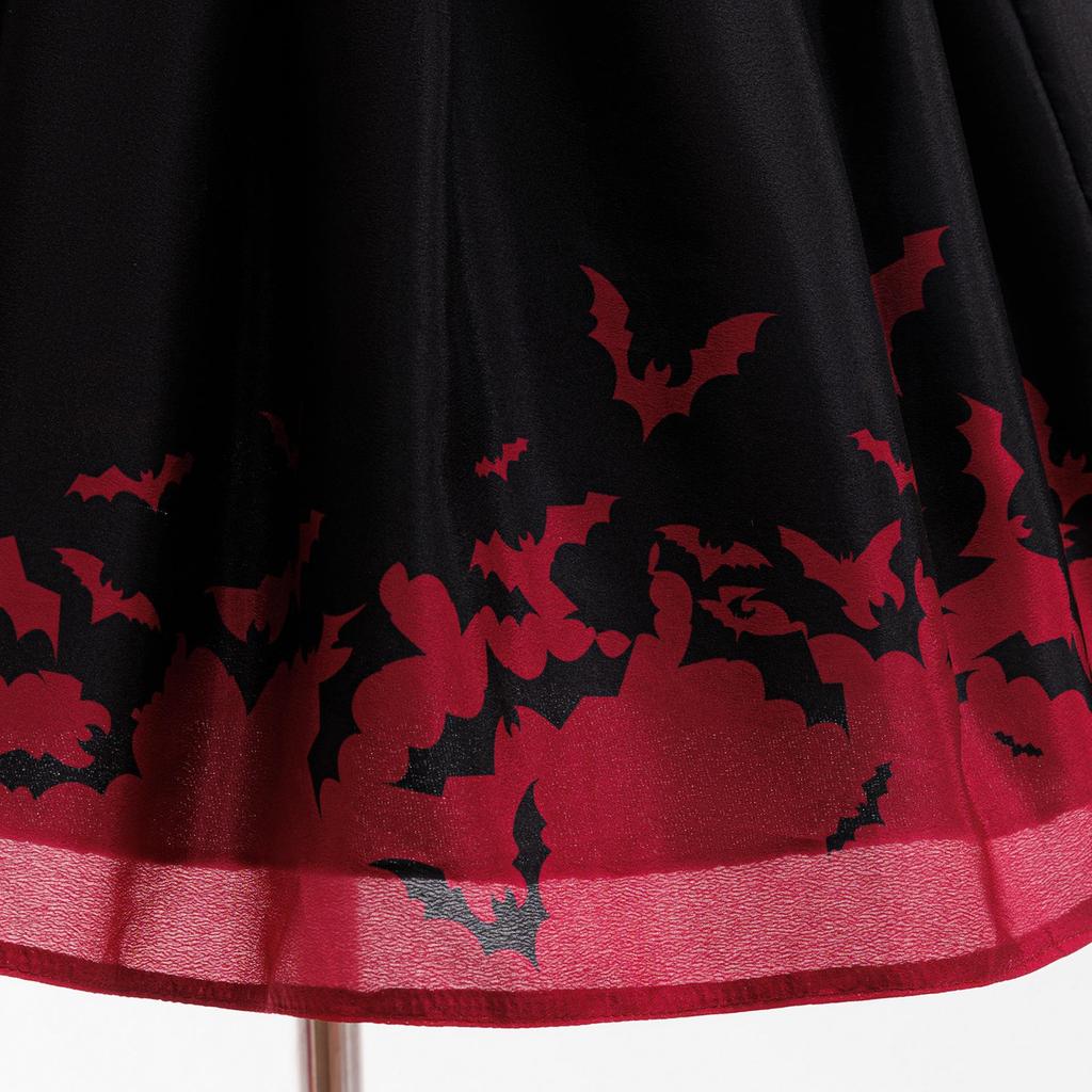 Black Mesh Print Halloween Princess Party Dress for Kids