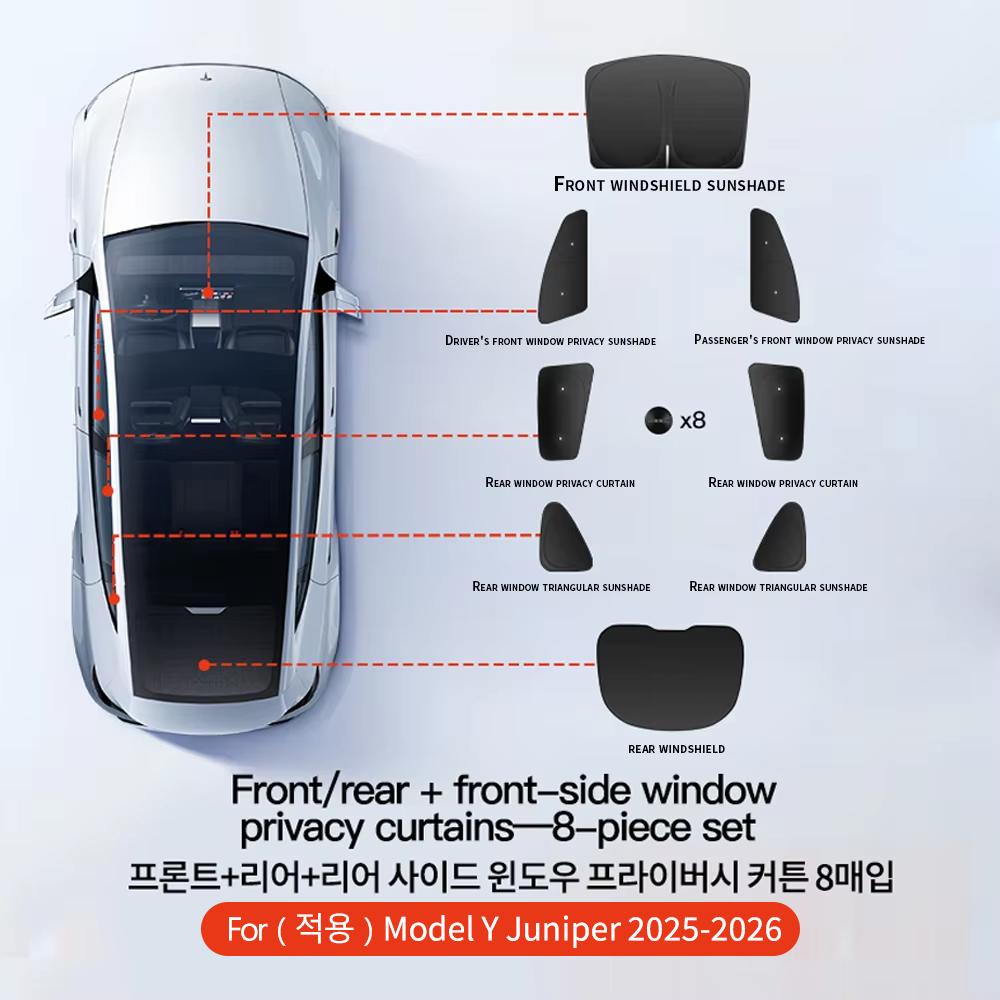 YZ For Tesla Model 3/Y Highland Juniper 2026 Car Side Window Sunshade Window with Suction Cups Sunshade Cloth Cover Accessories