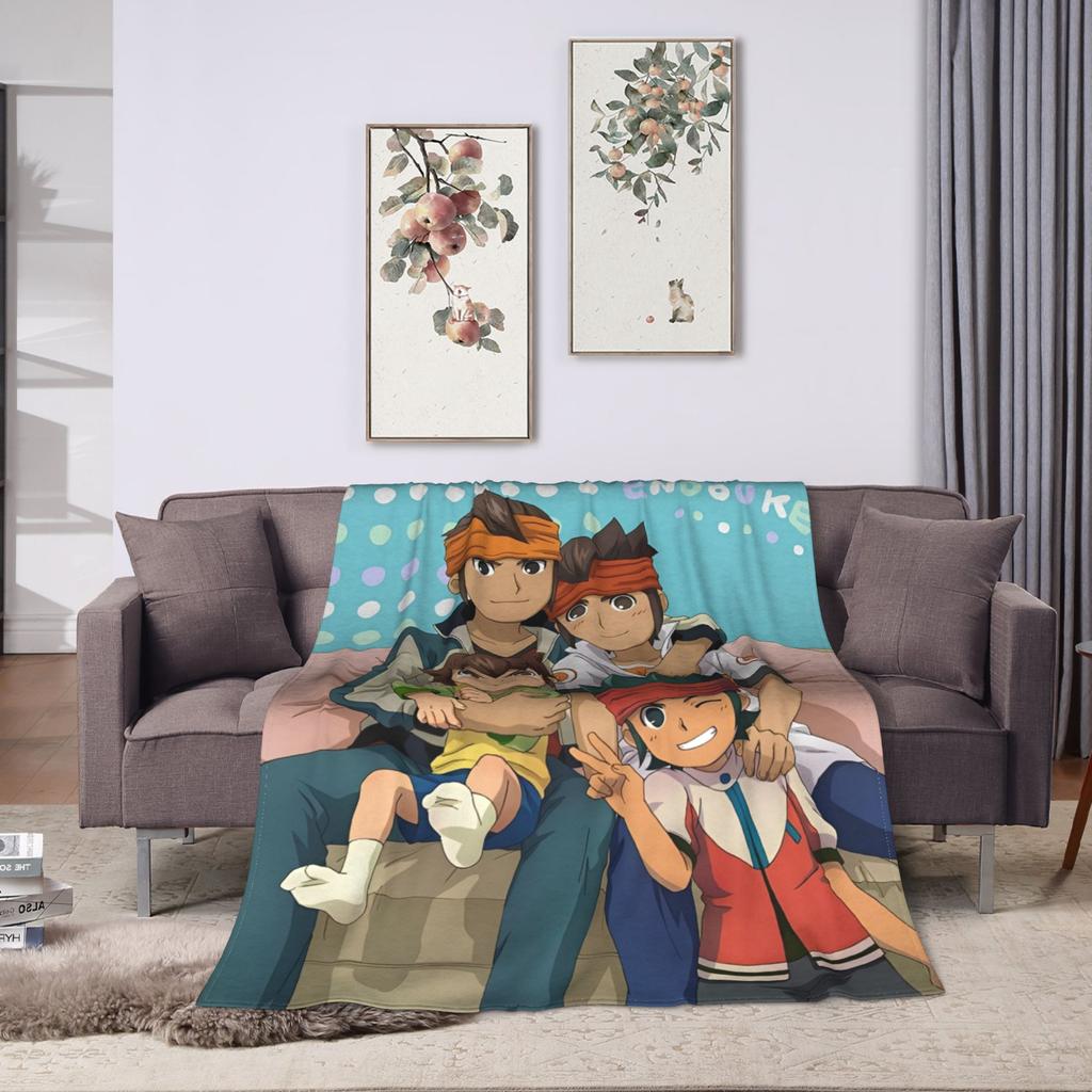Inazuma Eleven Anime Blankets Flannel Spring/Autumn Breathable Lightweight Thin Throw Blankets for Sofa Travel Rug Piece