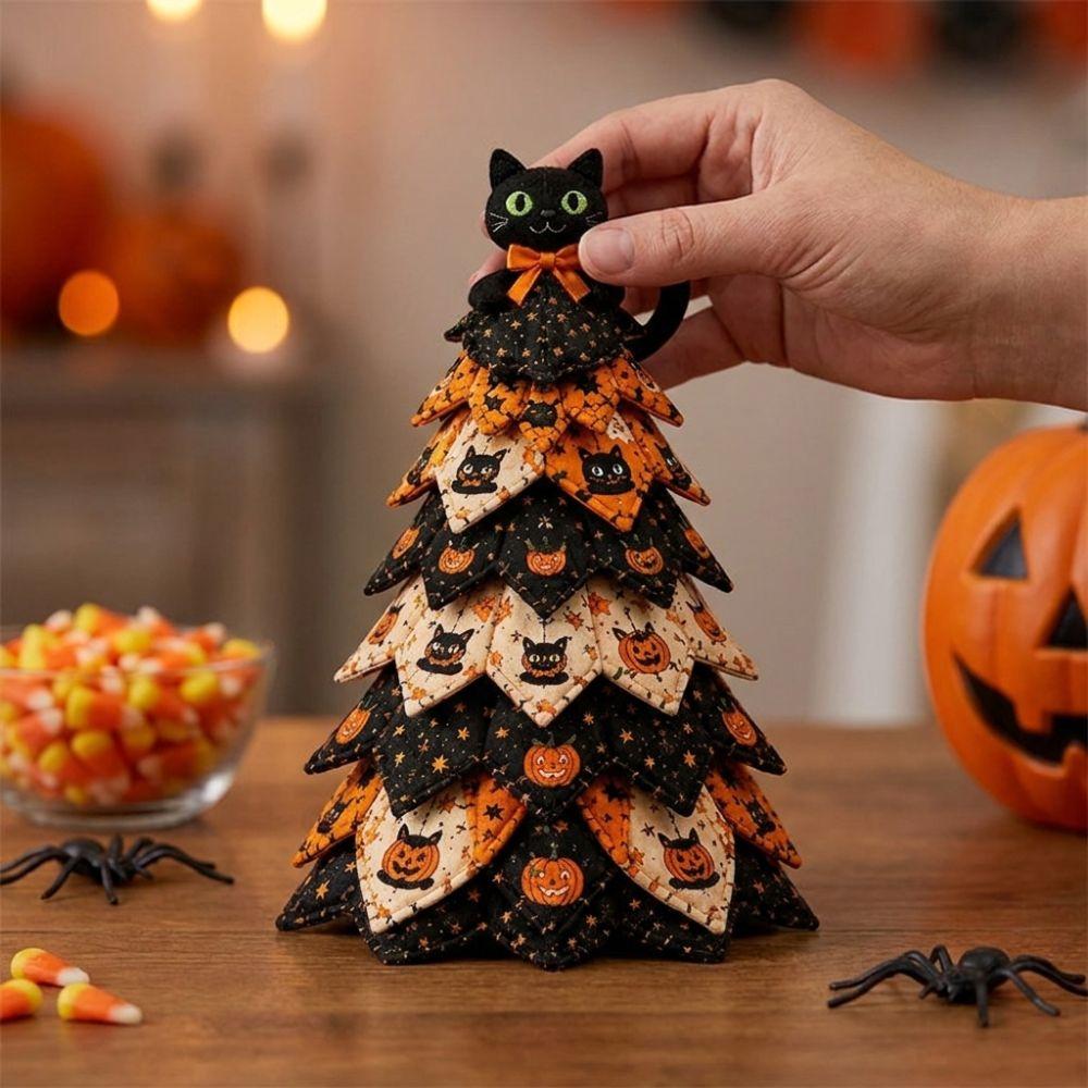 Pumpkin Ghost Halloween Quilted Fabric Tree Kit Hand Sewing Festival Tree Halloween Party