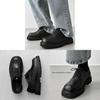 Square Headed Solid Color Leather Shoes With Thick Sole And Antislip Rubber For Men