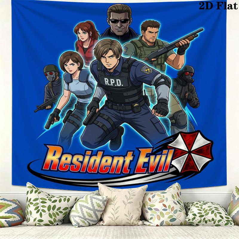 Resident Evil Wall Tapestry Aesthetic Wall Hanging Printed Fabric Blanket Decorative Tapestries For Bedroom Living Room Home Decor