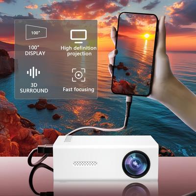 Nešiojamas projektorius su Full HD 1080P palaikymu, suderinamas su IOS, Android, Windows
