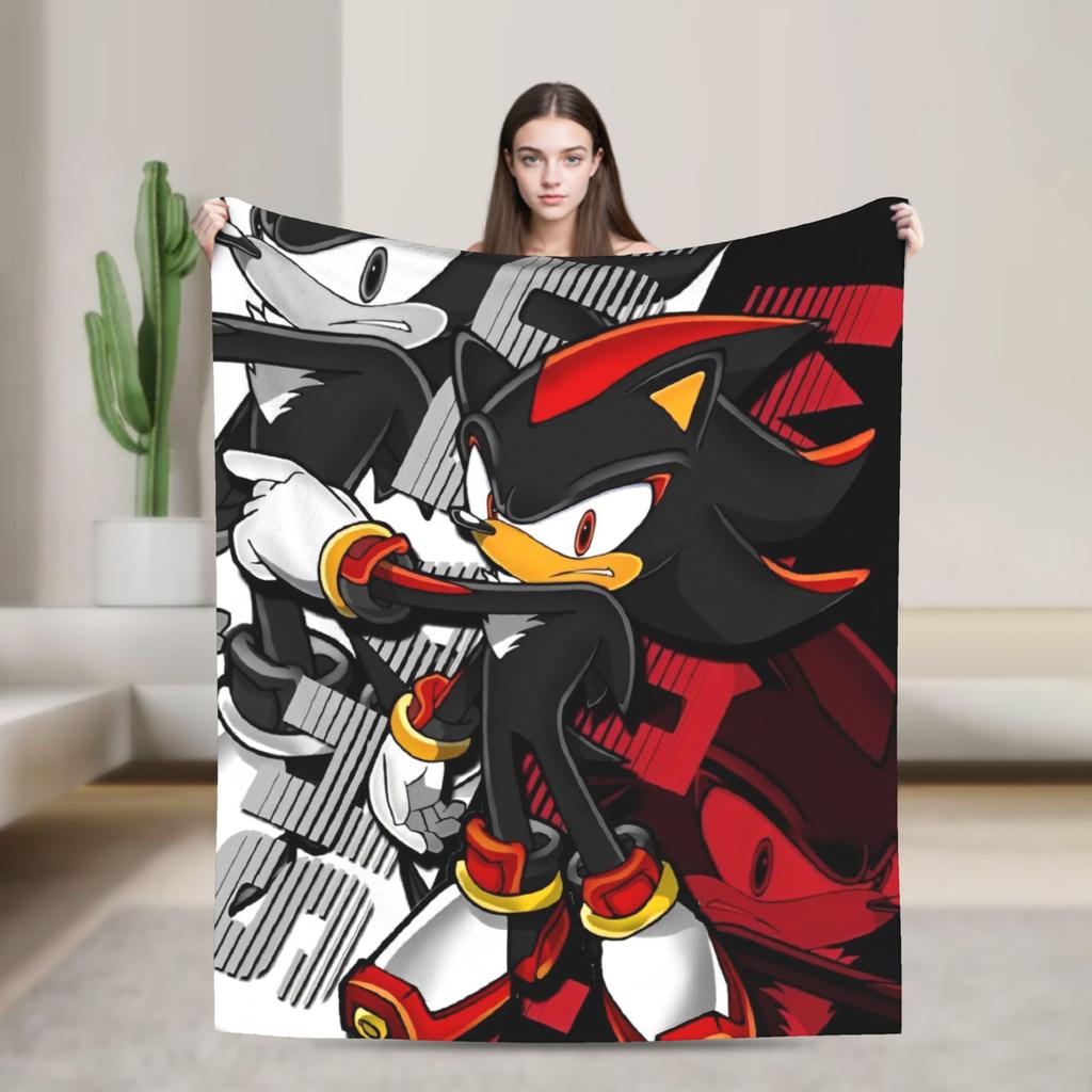 The Hedgehog Shadow Blankets Fleece Summer Air Conditioning Game Breathable Super Soft Throw Blankets for Bed Office Bedspread