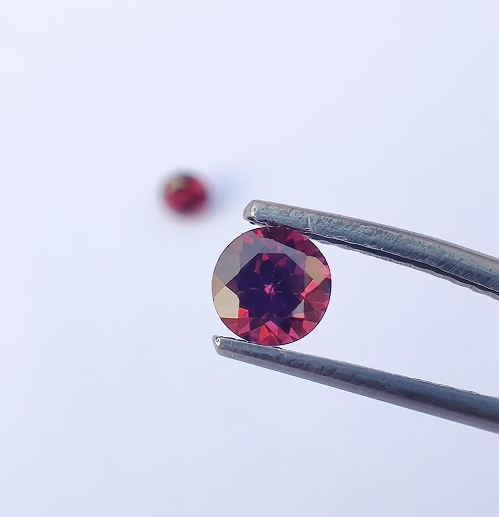 2 Pieces Set Round Cut 4 Mm, Natural Deep Pink Color Rubellite Gemstone, 0.75 Cent Rubellite Round Stone For Making Ring.