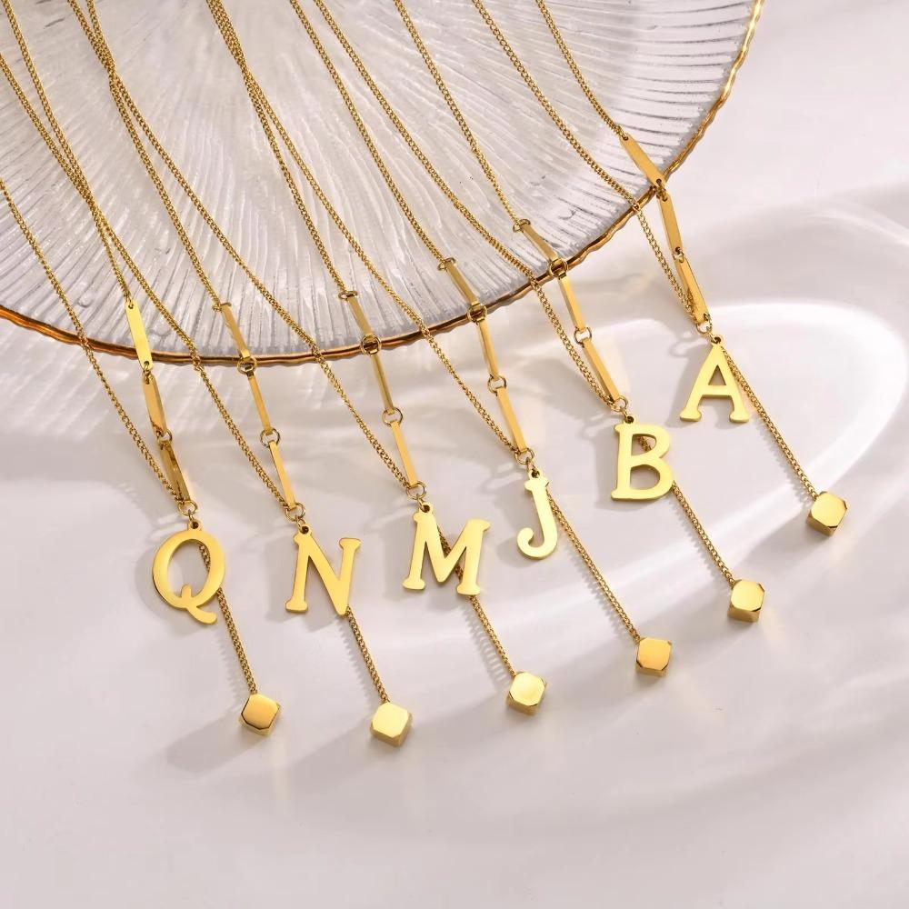 Alphabet Letter Pendant Necklace Gold Color A-Z Letter Clavicle Chain Women Choker Birthday Gift
