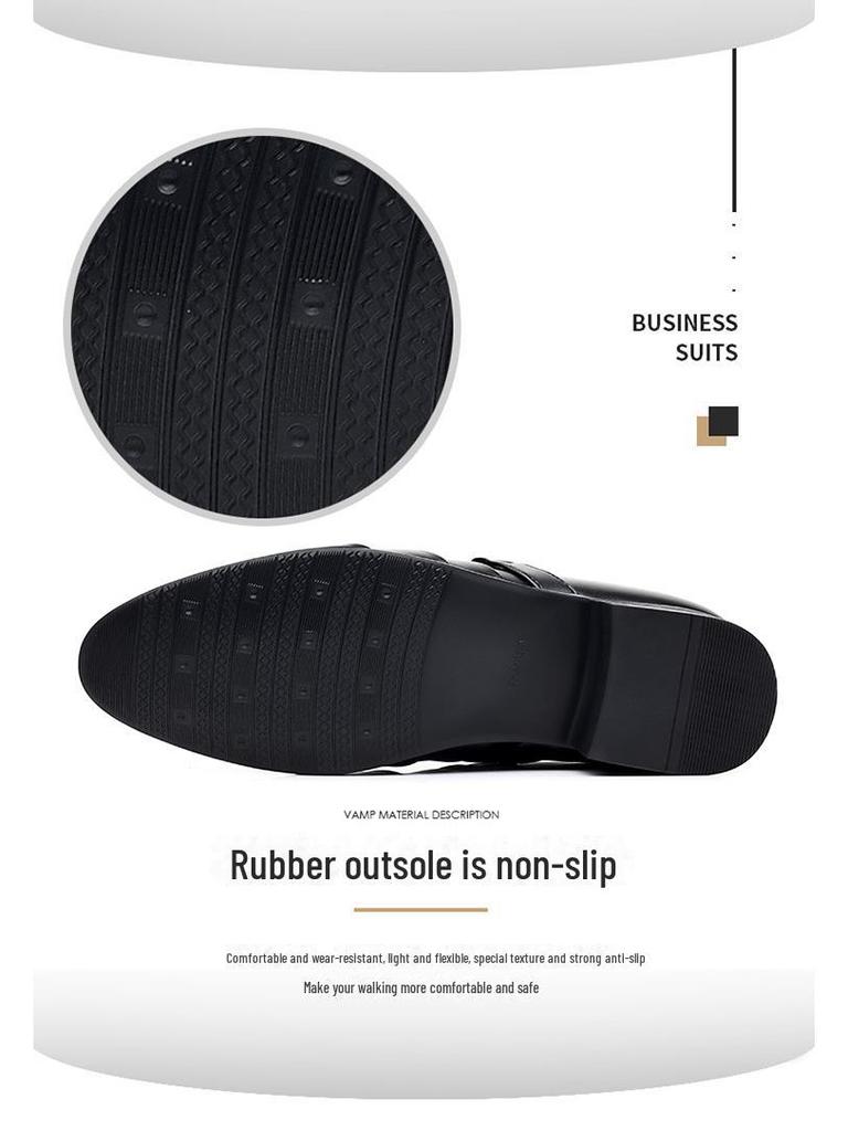 2024 Men's Leather Formal Business Shoes - Korean Style, Large Size, Pointed Toe, Casual Elegance