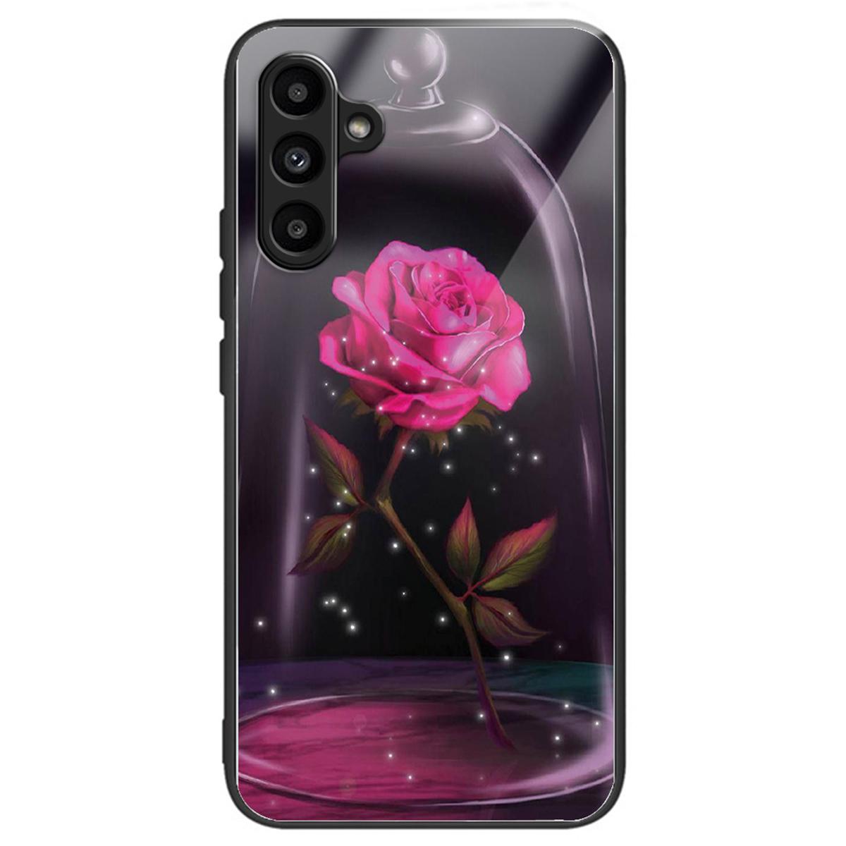 

Для Samsung Galaxy A55 5G Чехол из закаленного стекла Рамка из ТПУ С рисунком Защитная накладка для телефона Rose