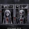 2PCS 2D Flat Scary Halloween Window Cover Super Terrifying Blood-Themed Scary Halloween Backdrops Polyester Fiber