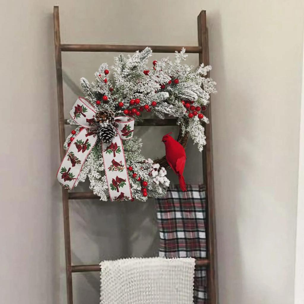 Christmas Wreaths For Front Door,19.6Inch Red Bird Wreath Home Wall Decorations,Xmas Wreaths Christmas Wreath Outdoor
