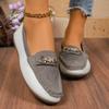 Flat-bottomed Casual Single Shoes Shallow-mouth Doudou Shoes 22 New Metal Chain Large-size Mother Shoes