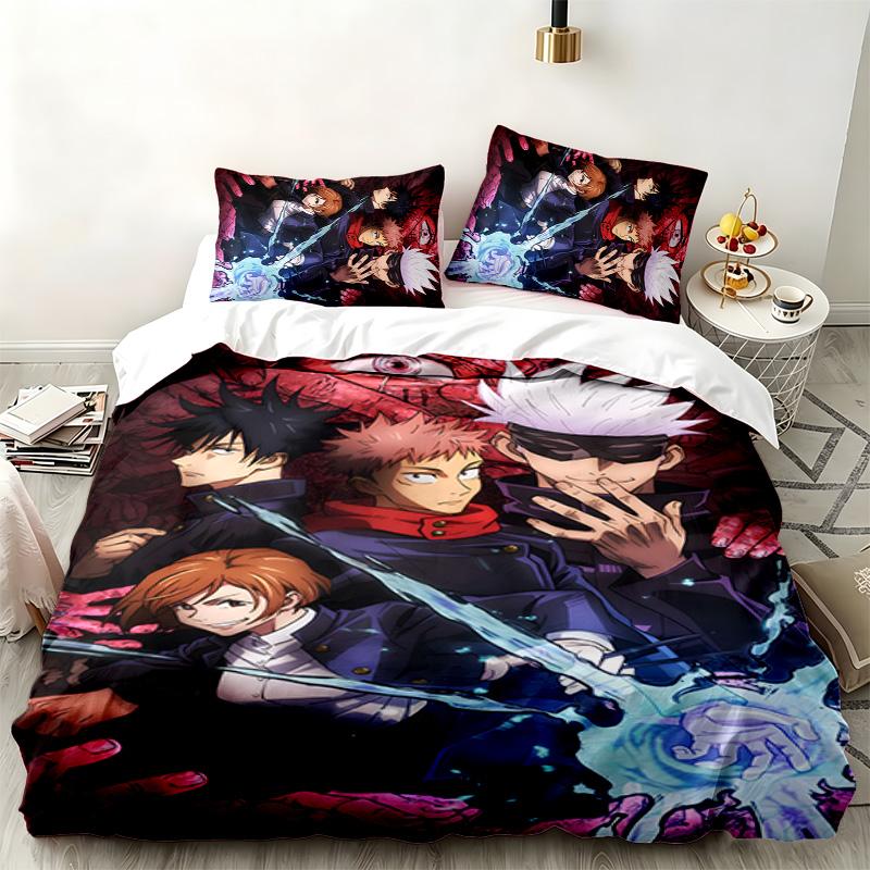 Set da 3 pezzi di Jujutsu Kaisen Perfetto per l'uso in camera da letto Comodo set letto include una copripiumino e due federe Ideale come regalo di compleanno o di Natale