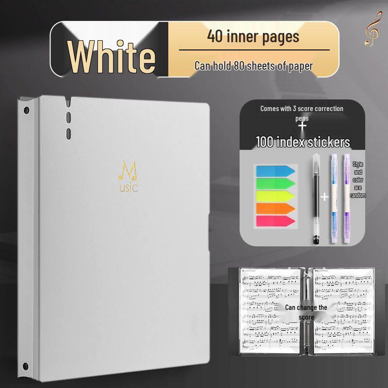 Black Non-Reflective Sheet Music Clip & Folder for Piano and Drum Stands with Transparent Insert Pages