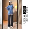 Black narrow wide-leg pants women's spring, autumn and winter velvet high-waisted drape straight casual small corduroy pants