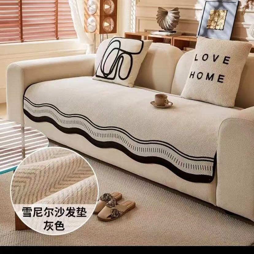Premium Special-Shaped Sofa Cushion Autumn And Winter  New Four-Season Universal Fixed Non-Slip Straight Row Leather Sofa Seat Cushion Cloth