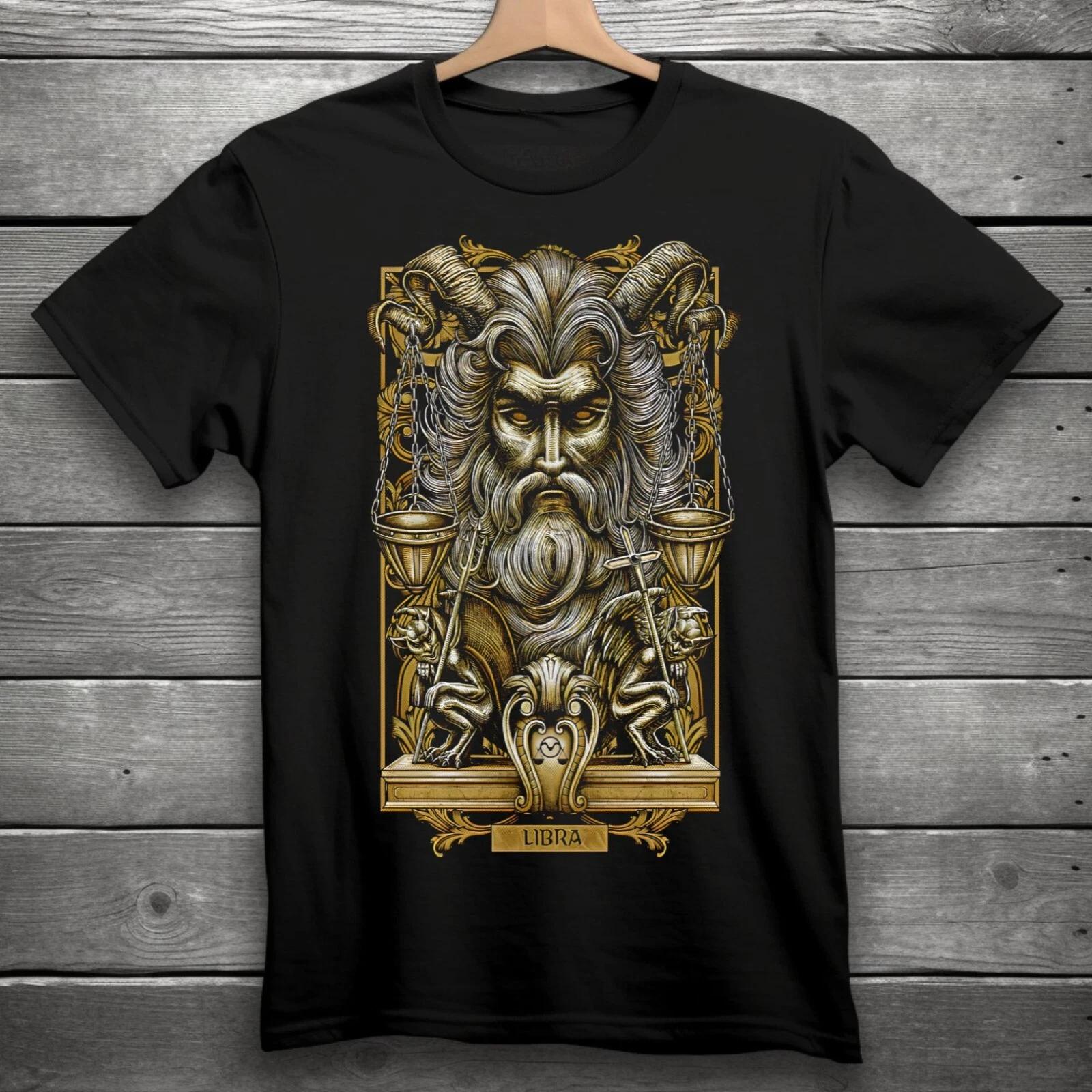 Знак зодиака Весы Готический Череп Унисекс Черная Футболка S-3XL 2XL