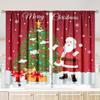 2pcs Red Christmas Digital Print Curtain, 100% Polyester Semi-shading Curtain For Bedroom, Living Room & Home Decor