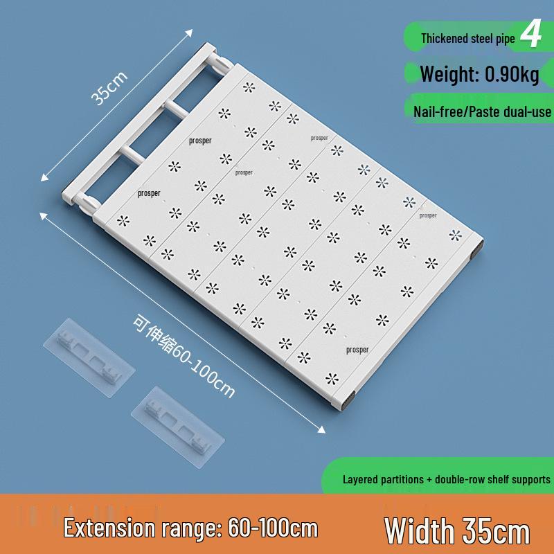 Wardrobe Divider No-Punch Shelf Storage Rack for Dormitory Cabinets and Shoe Organizers