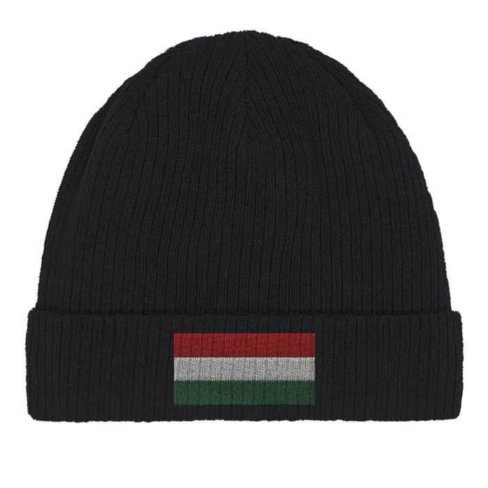 Bonnet - Hongrie - Noir - 100% coton - Taille fixe - Broderie personnalisée