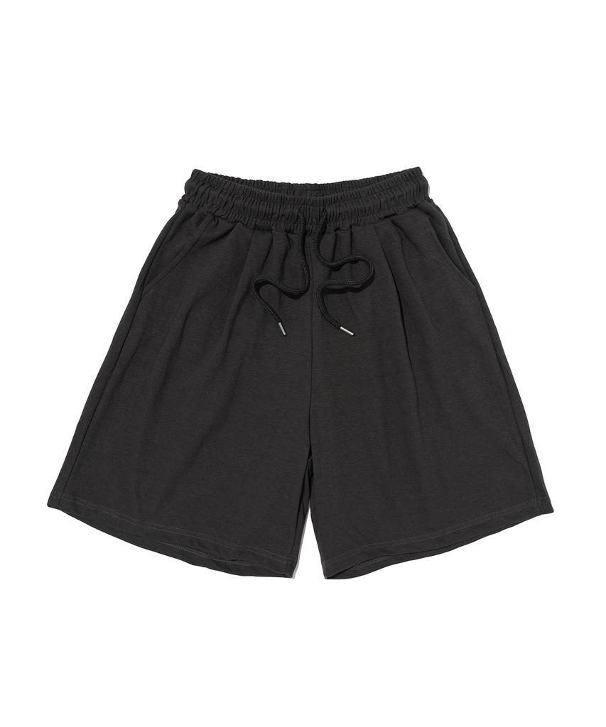 ANALOG MOOD Soft Plain Pintuck Cotton Shorts (Charcoal)