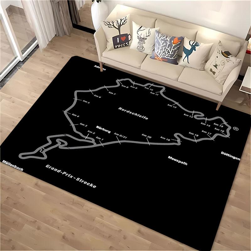 Nürburgring F1 Internationale Strecke Bereichsteppich, Teppich für Wohnzimmer Schlafzimmer Sofa Fußmatte Dekor, Kinderspiel Rutschfeste Bodenmatte Alfombra