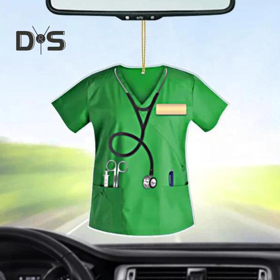 Nurse Uniform Shape Decoration Flat Acrylic Hanging Ornament Keyring Pendant Gift for Nurses Doctors Car Bag Decoration